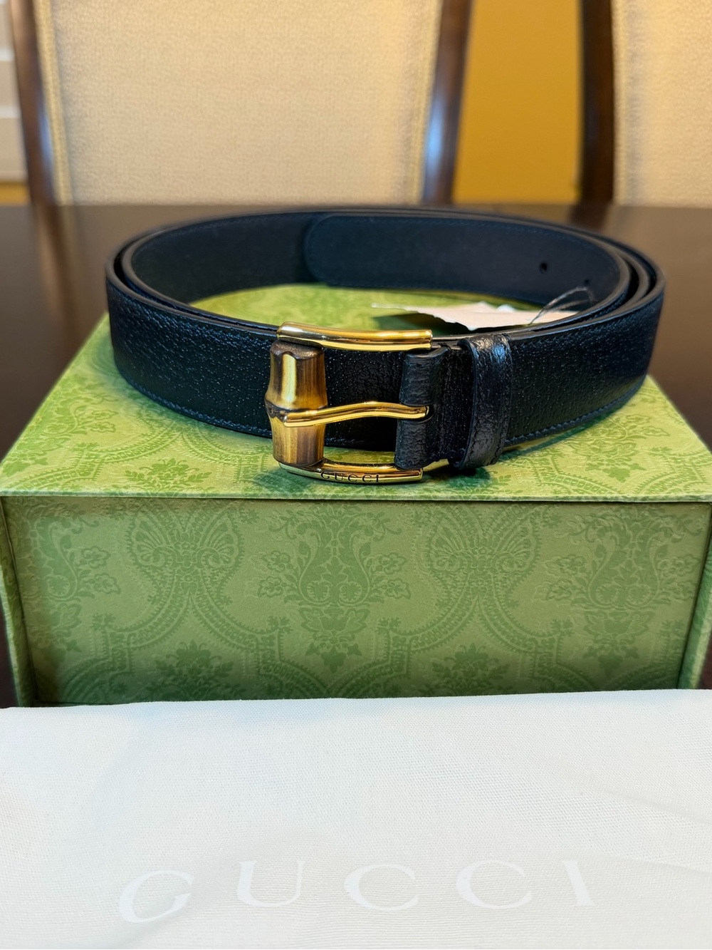 New Gucci Bamboo Logo Belt Size 48 / 120 cm Fits a Waist 44 - 48 - Picture 2 of 13